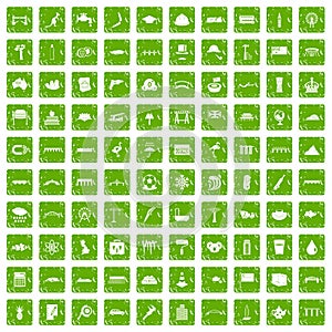 100 bridge icons set grunge green