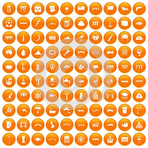 100 bridge icons set orange