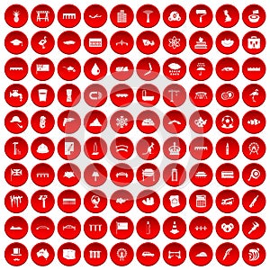 100 bridge icons set red