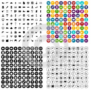 100 building materials icons set vector variant