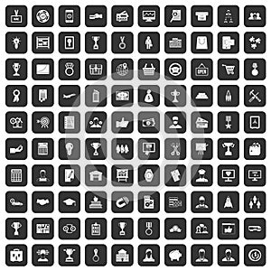 100 business career icons set black