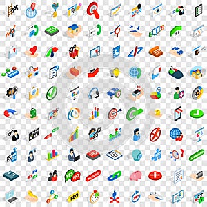 100 business career icons set, isometric 3d style