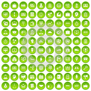 100 business group icons set green circle