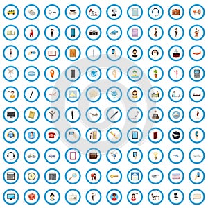 100 busness process icons set, cartoon style