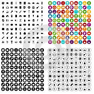 100 cafe icons set vector variant