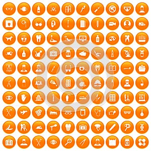100 care icons set orange