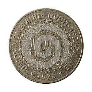 100 central african CFA franc coin 1978 obverse