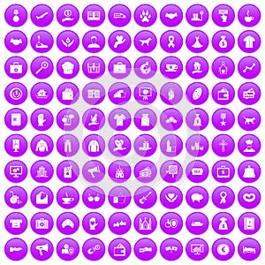 100 charity icons set purple