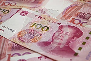 100 Chinese Renminbi banknotes background