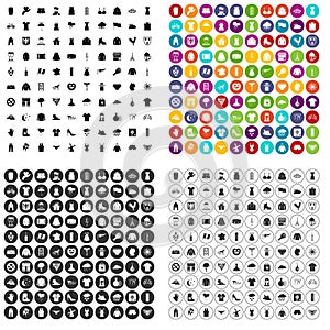 100 clothing icons set vector variant