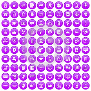 100 coherence icons set purple