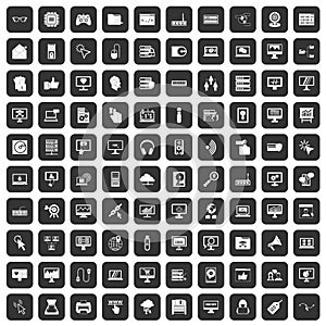 100 computer icons set black