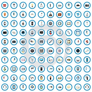 100 computer icons set, cartoon style