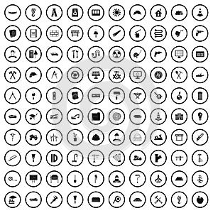 100 construction materials icons set, simple style