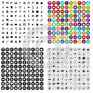 100 construction materials icons set vector variant