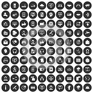 100 contact us icons set black circle