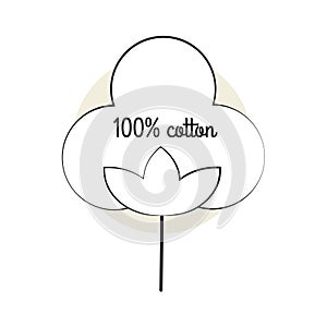 100 cotton icon, pure cotton badge for packaging design illustration