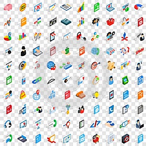 100 database icons set, isometric 3d style