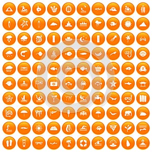 100 diving icons set orange