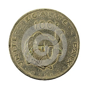 100 djiboutian franc coin 1977 obverse