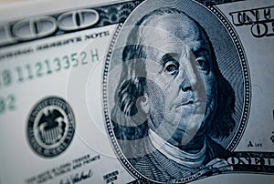 100 dollar banknote with Benjamin Franklin
