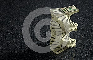 100 Dollar banknote bundles on marbled floor