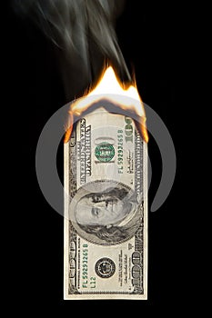 100 Dollar Bill On Fire