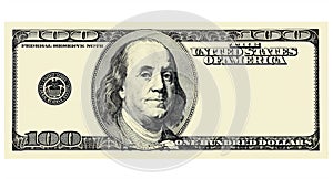 100 Dollar Bill Front with copyspace, isolated for design