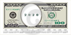 A 100 dollar bill thatâ€™s also a 2020 calendar