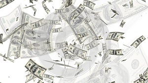 $100 Dollar Bills Flying Background