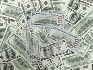 100 Dollars Bills Background - 2 Faces