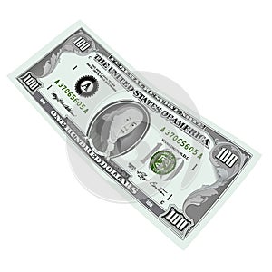 100 dollars note isolated