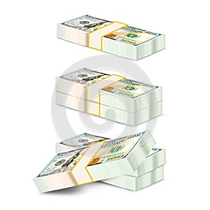 100 dollars,stack of bundles of 100 US dollars 2013
