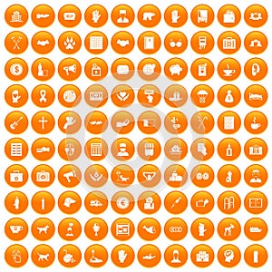 100 donation icons set orange
