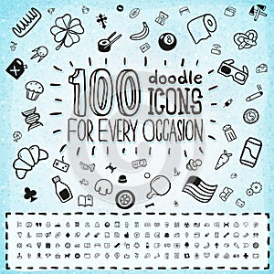 100 Doodle Icons Universal Set