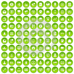 100 e-commerce icons set green