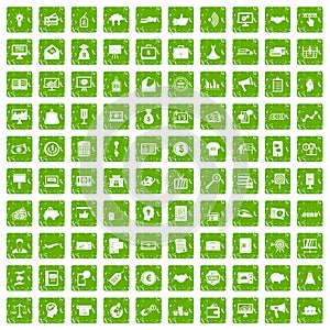 100 e-commerce icons set grunge green