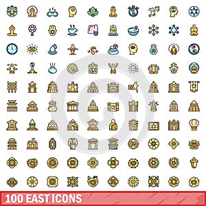 100 east icons set, color line style