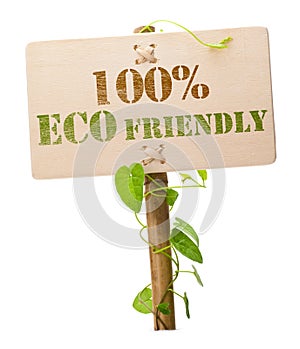 100% eco friendly green sign photo