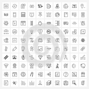 100 Editable Vector Line Icons and Modern Symbols of globe, photography, clipboard, camera, image