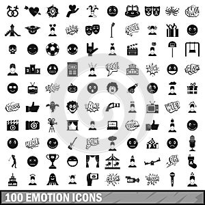 100 emotion icons set, simple style