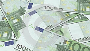 100 euro banknotes in a row