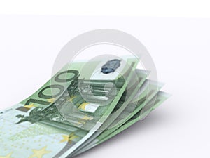 100 Euro Bill on White Background