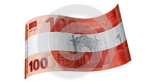 100 Euro note in red white red Austrian flag