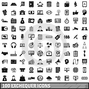 100 exchequer icons set, simple style