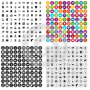 100 fellow worker icons set vector variant