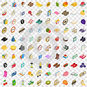 100 fineness icons set, isometric 3d style