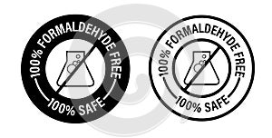 `100% formaldehyde free, 100% safe` vector stamp