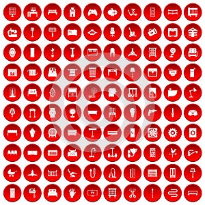 100 furnishing icons set red