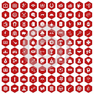 100 gambling icons hexagon red